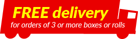 FREE delivery for orders of 3 or more boxes or rolls